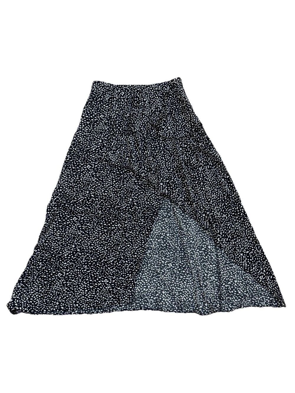 Zara Women's Black & White Slit Mid-Skirt, Ruffle Slick Design, NWT size M